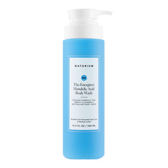 Naturium Energizer Body Wash bottle pouring for a refreshing post-workout cleanse.