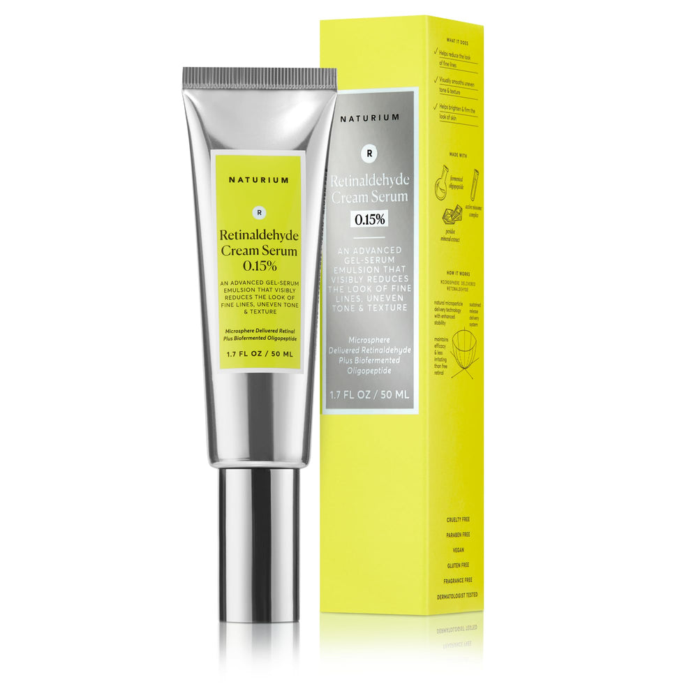 Naturium Retinaldehyde Cream Serum bottle and pump for anti-aging care
