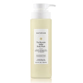 Naturium The Revealer Body Wash bottle being poured for a soothing cleanse.