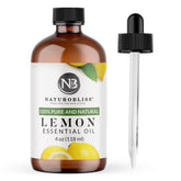 NaturoBliss lemon oil bottle in amber glass preserves freshness for aroma.