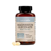NatureWise magnesium-d3-k2 bottle emphasizes high-absorption formula for bones and muscles.