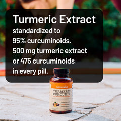NatureWise turmeric curcumin bottle label with 95% curcuminoids emphasis