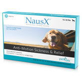 NausX Anti-Motion bottle front showing travel-ready relief for dogs