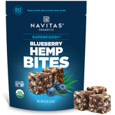 Navitas Organics Blueberry Hemp Power Snacks bag for on-the-go energy.