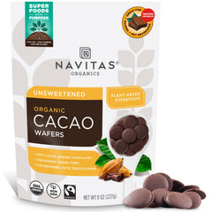 Navitas Organics cacao wafers 100 percent cocoa for rich, versatile baking