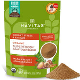 Navitas Organics Superfood+ Adaptogen Blend packaging shown for quick smoothie boosts