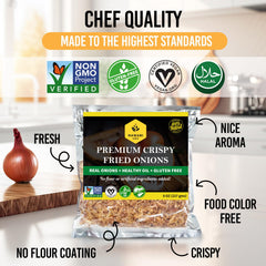 NAWABI LIFE Crispy Fried Onions on a burger to enhance texture and flavor