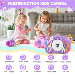 NBKLS Kids Camera back view highlighting easy mode switch.