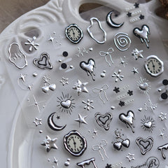 NBNTGH silver heart nail sticker for quick, elegant at-home nail art.