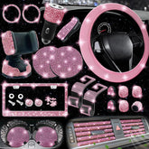 NBTEPEM bling steering wheel cover pink enhances grip and style.