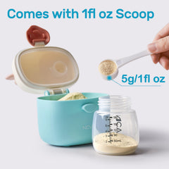 NCVI waterproof seal on formula dispenser keeps contents dry during travel