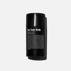 Nécessaire Deodorant Santal bottle closeup highlighting mandelic acid and fragrance
