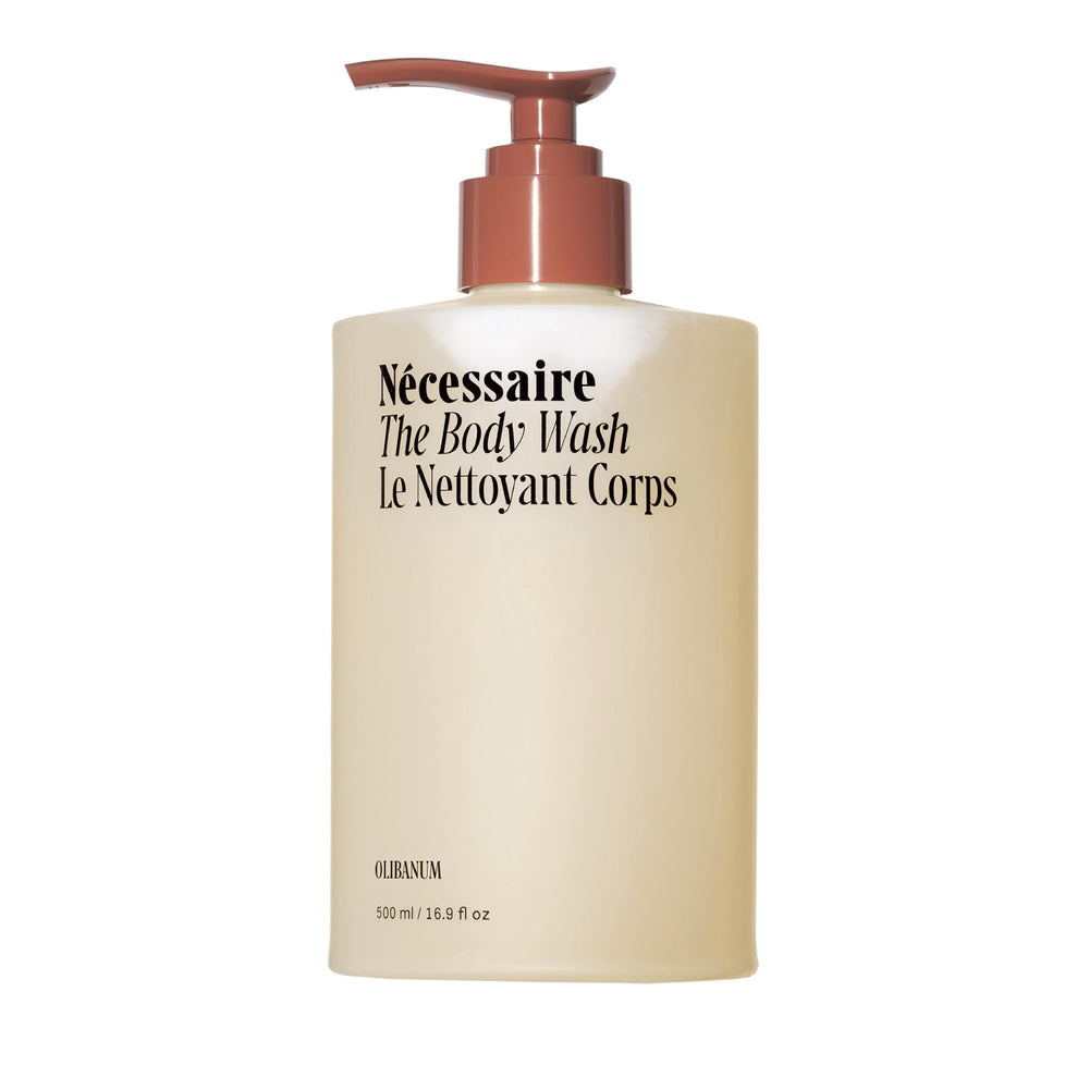 Nécessaire Olibanum bottle pour demonstrates a gentle cleanse for sensitive skin.