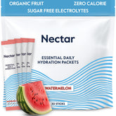 Nectar Hydration Packets Watermelon close-up shows natural ingredients for quick hydration.
