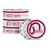 Nectr Energy Zero Pouches front-pack display in Black Cherry for on-the-go flavor