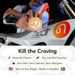 Nectr Energy Zero Mint puck opened to reveal mini pouches for a flavor-filled break
