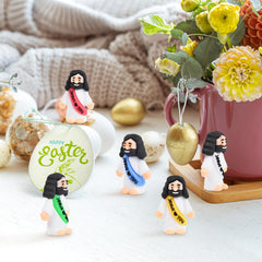 Nedeqi yellow Jesus figure, cheerful reminder for classroom or group study.