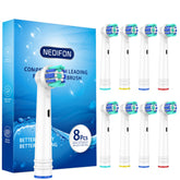 NEDIFON 8-pack replacement brush heads, individually packaged for hygiene.