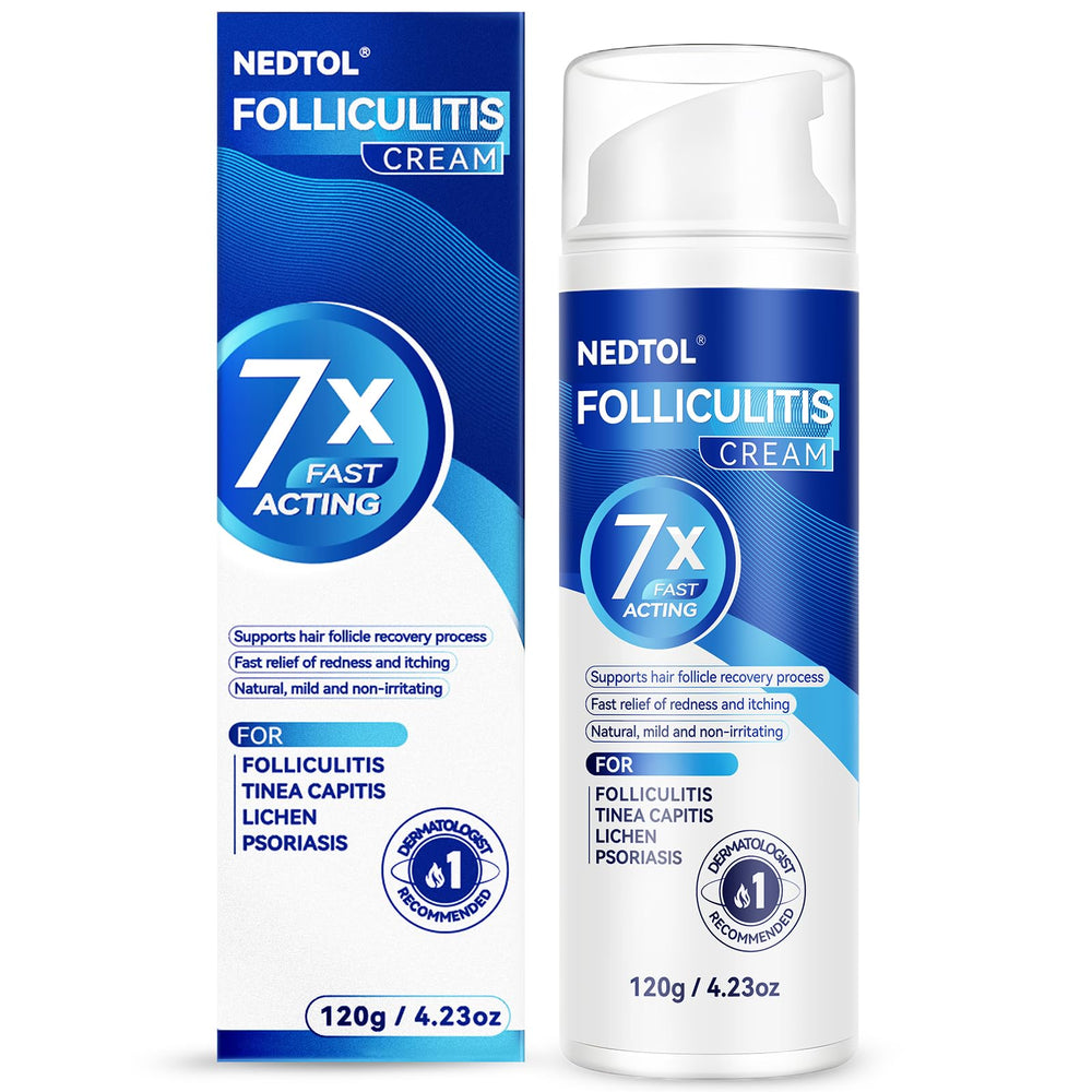 Nedtol Folliculitis Cream tube-front showing compact packaging for on-the-go relief.