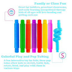 Neec pop tubes stretch action with crisp sound.