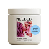 Needed Egg Quality Support bottle closeup, antioxidant blend for egg health.