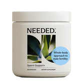 Needed Sperm Support bottle front view with clear label for daily use.