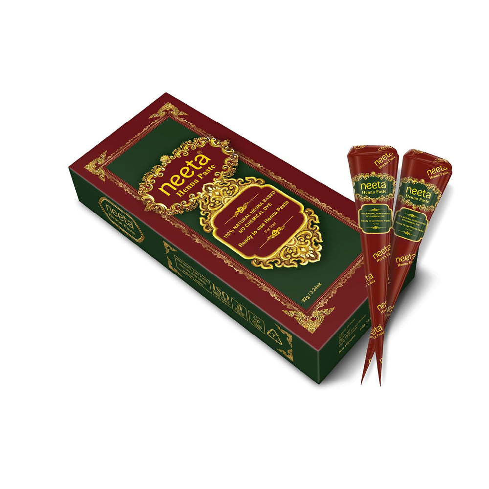 Neeta henna paste cones 4-pack ready to use for quick spot coloring