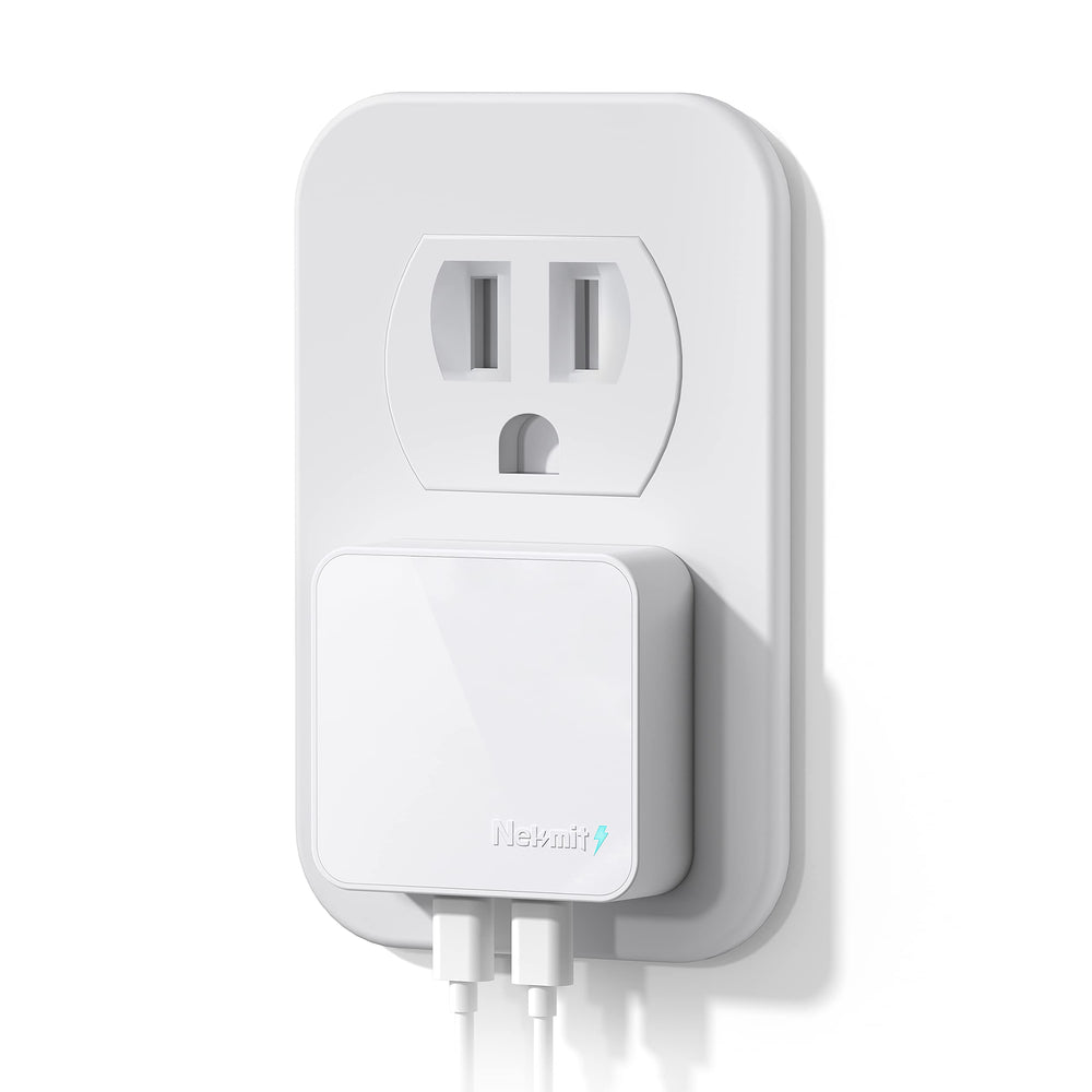 Nekmit dual-port USB-C wall charger with 40W power for fast MacBook Air charging.