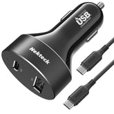 Nekteck USB-C car charger front view, compact 45W design for on-the-go charging.
