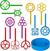 Neliblu bulk bubble wand pack with 11 assorted shapes for outdoor play.