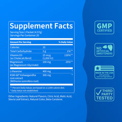Closeup of the label highlights a transparent, no sugar formula.