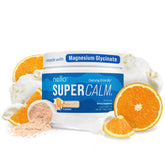 Nello Supercalm orange-creamsicle canister pouring for calm, flavorful relaxation.