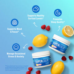 Nello Supercalm raspberry lemonade glass demonstrates refreshing flavor for focus.