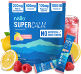 Nello SuperCalm raspberry lemonade packet for quick on-the-go relaxation.