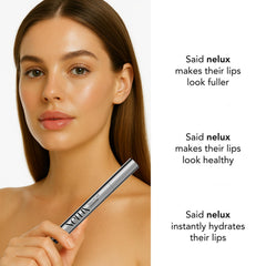 Nelux nourishing formula shown moisturizing lips for long lasting softness