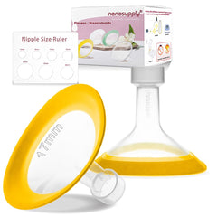 NENESUPPLY 17mm oval flange for Medela pumps, showing broad compatibility with Medela parts.