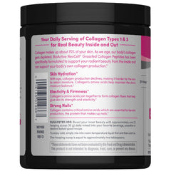 Label close-up on hydrolyzed collagen and bioavailability features.