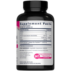 NeoCell collagen pills bottle back view with grass-fed collagen details