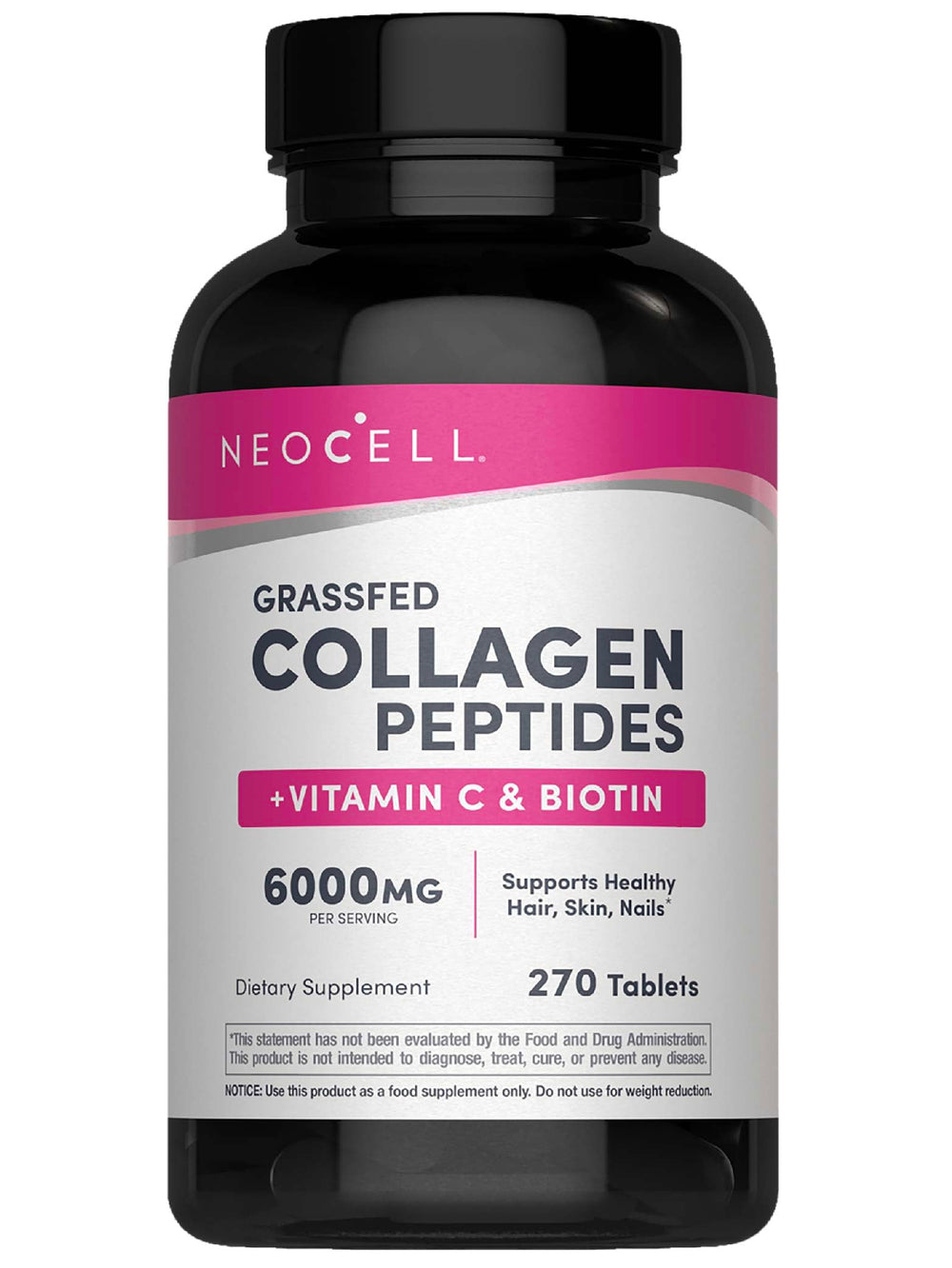 NeoCell Collagen pills bottle front view for daily skin, hair, and nails care.