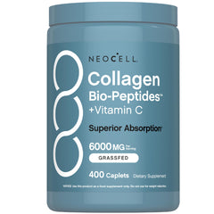 NeoCell Grass Fed Collagen Peptides bottle front highlighting premium ingredients for hair, skin, and nails
