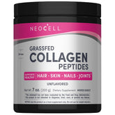 NeoCell Grassfed Collagen Peptides powder bottle for daily skin, hair, and nails support.