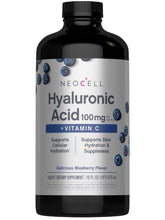 NeoCell Hyaluronic Acid Berry Liquid bottle highlights skin hydration potential.