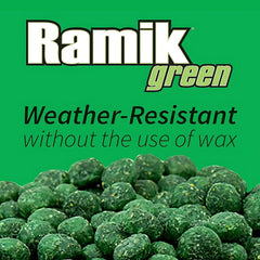 Ramik Green fish-flavored grain mix appealing to rodents.