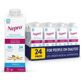 Nepro vanilla shake bottle, protein-rich nutrition for dialysis sessions.