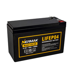 NERMAK 12V 10Ah LiFePO4 battery powering a solar backup setup for reliability