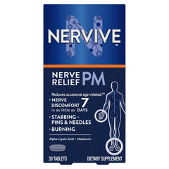Nervive Nerve Relief PM bottle front view highlighting nightly support