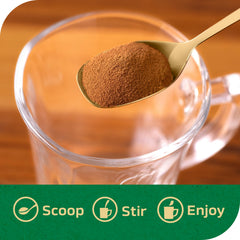 Steaming cup of NESCAFÉ Gold Decaf Espresso ready quickly.