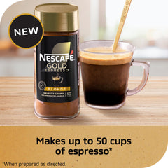 NESCAFÉ Gold Espresso Blonde golden-arabica beans reveal a rich flavor profile for quick espresso moments.