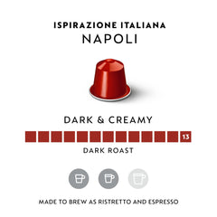 Nespresso Napoli espresso pod creates a creamy cup with rich crema.