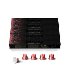 Nespresso Original Colombia Master Origin packaging with 50-count pods for quick mornings.
